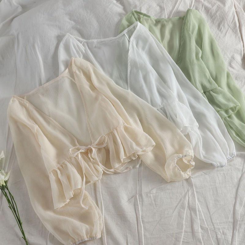 Women's Blouses Summer Chiffon Blouse Women Cardigan Ruffles Thin Coat Loose Long Sleeve Ladies Tops V-Neck Shawl Short Outerwear Q5821, Apricot cardigan
Women's Blouses Summer Chiffon Blouse Women Cardigan Ruffles Thin Coat Loose Long Sleeve Ladies Tops V-Neck Shawl Short Outerwear Q5821, Apricot cardigan