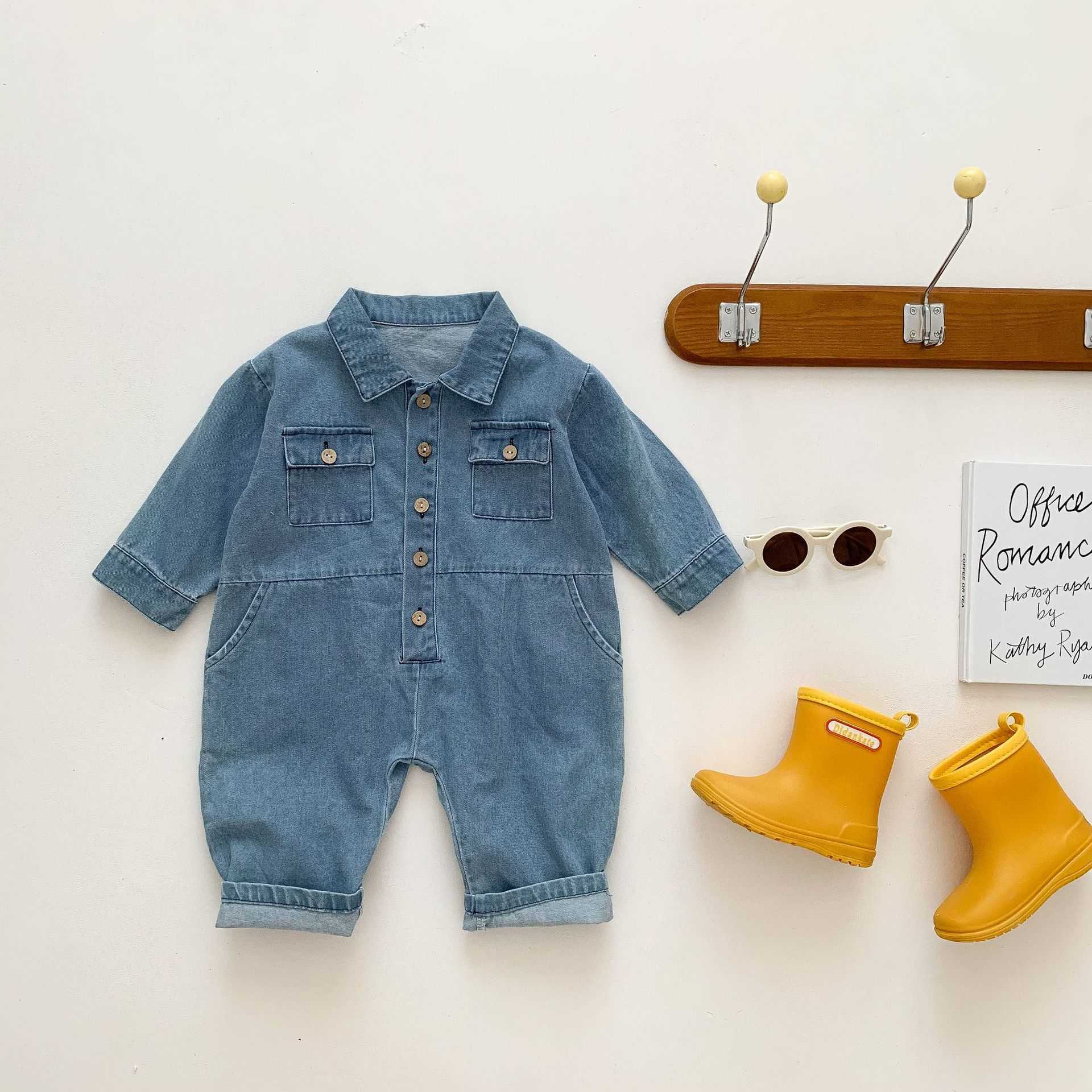 Rompers 03Y For Baby Boy Fashion Long Sleeves Romper Kid Turndown Collar Solid Denim Jumpsuit One Piece Girl Autumn Cool Clothes J220922, Break
Rompers 03Y For Baby Boy Fashion Long Sleeves Romper Kid Turndown Collar Solid Denim Jumpsuit One Piece Girl Autumn Cool Clothes J220922, Break