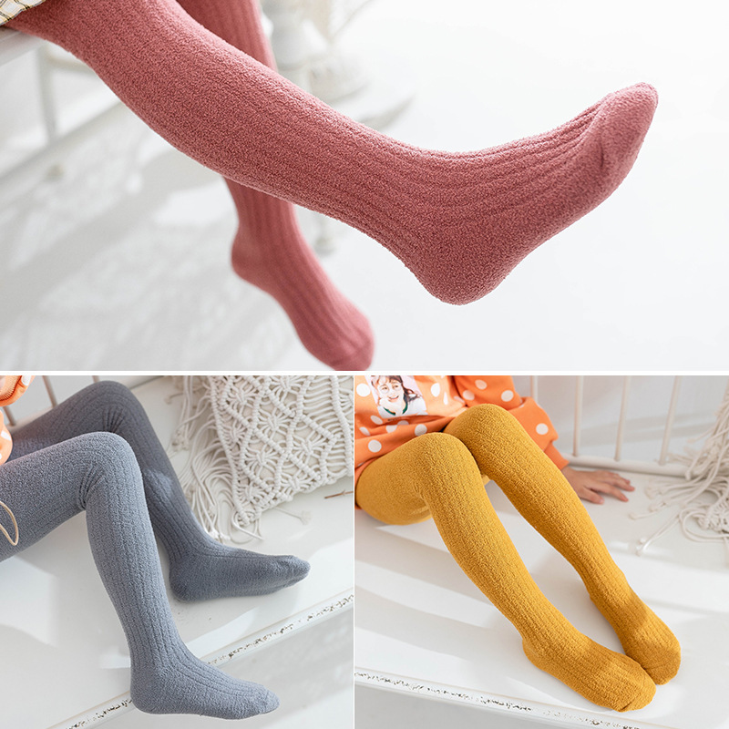 Leggings Tights Girls Stockings Winter Warm Coral Fleece Girls Extreme Soft Pantyhose for Children Solid Color Kids 221006