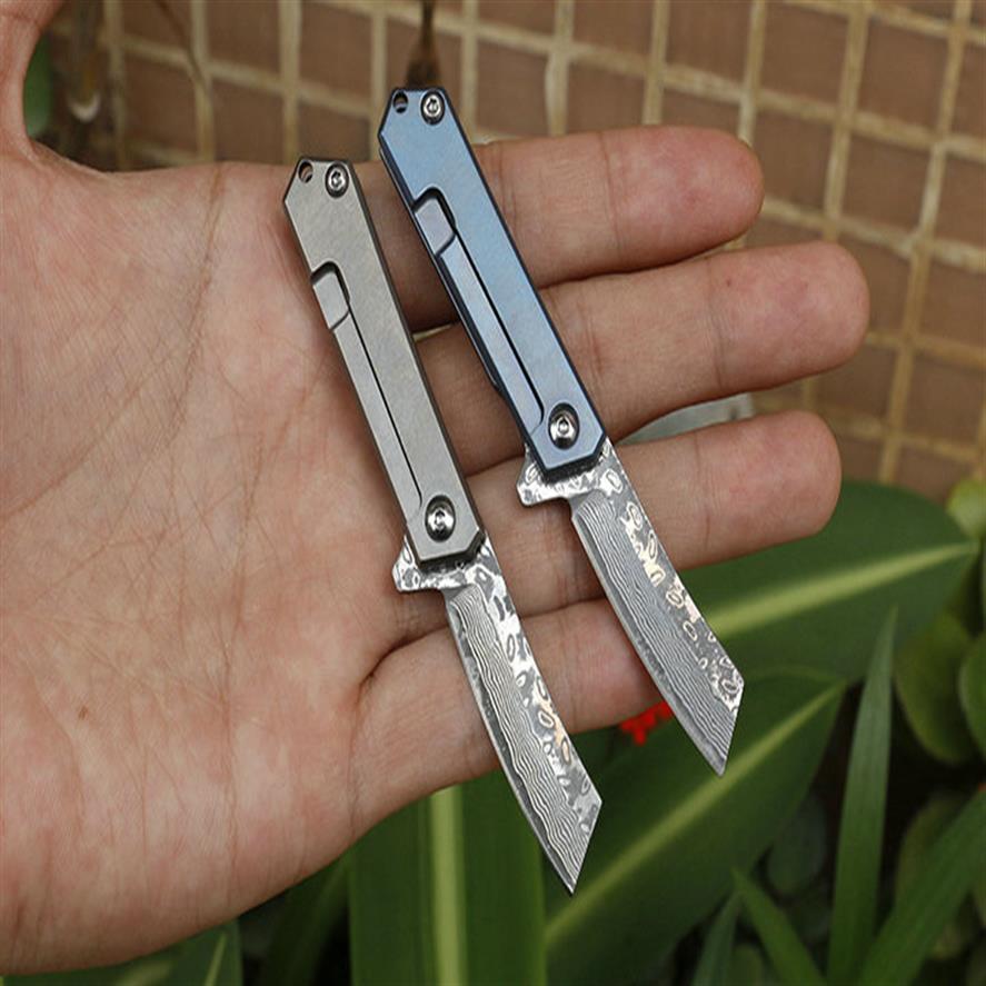 Small Flipper Folding Knife VG10 Damascus Steel Blade TC4 Titanium Alloy Handle Ball Bearing EDC Pocket Knives344C
Small Flipper Folding Knife VG10 Damascus Steel Blade TC4 Titanium Alloy Handle Ball Bearing EDC Pocket Knives344C