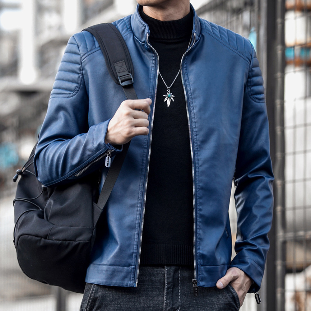 Lightweight Leather Jacket Men Korean Fashion Smart Motorcycle Jacket Biker Coats Stand Collar Casual Autumn, Black
Lightweight Leather Jacket Men Korean Fashion Smart Motorcycle Jacket Biker Coats Stand Collar Casual Autumn, Black