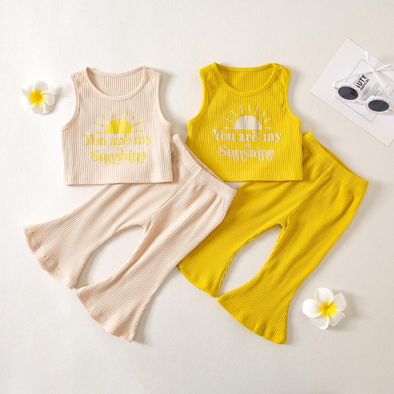 Clothing Sets Kid Infant Baby Girl Ribbed Outfits Letter Printed Sleeveless Crew Neck Tank Tops Elastic Waist Flare Pants Set 9M-4T, Beige
Clothing Sets Kid Infant Baby Girl Ribbed Outfits Letter Printed Sleeveless Crew Neck Tank Tops Elastic Waist Flare Pants Set 9M-4T, Beige