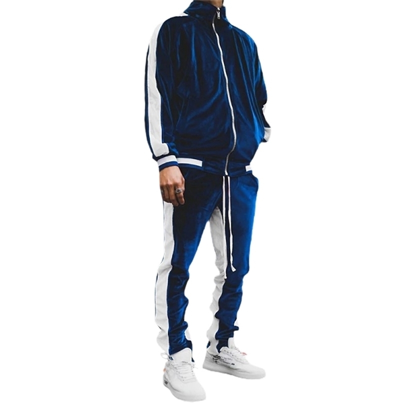 Men' Tracksuits 2 Piece Set Tracksuit Men Spring Autumn Striped Jackets Sweatshirts Pocket Pants Casual Gold Velvet Suit Sport Jogging Set 221006, Blue
Men' Tracksuits 2 Piece Set Tracksuit Men Spring Autumn Striped Jackets Sweatshirts Pocket Pants Casual Gold Velvet Suit Sport Jogging Set 221006, Blue