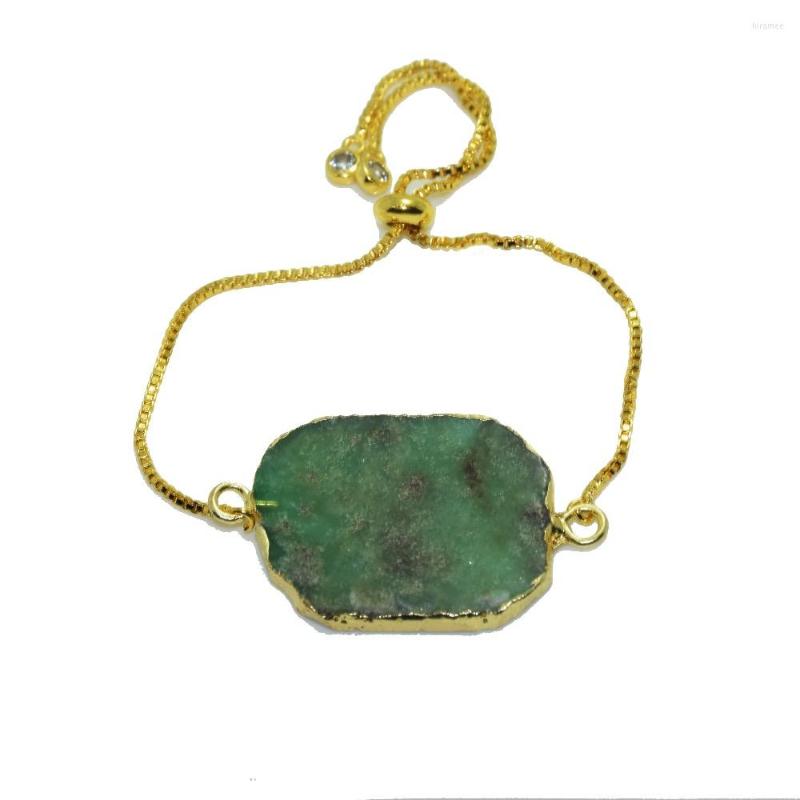 Link Bracelets Jewelry Green Crystal Quartz Gold Bezel Pendant Girl Bracelet Natural Stone Raw Chrysoprase Slab Slice Connector Women
Link Bracelets Jewelry Green Crystal Quartz Gold Bezel Pendant Girl Bracelet Natural Stone Raw Chrysoprase Slab Slice Connector Women