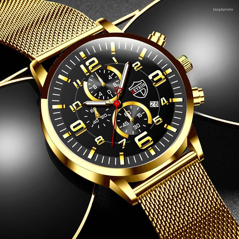 Wristwatches Luxury Mens Business Watches Fashion Men Stainless Steel Mesh Belt Quartz Wrist Watch Calendar Clock Man Casual Leather, As shown 3
Wristwatches Luxury Mens Business Watches Fashion Men Stainless Steel Mesh Belt Quartz Wrist Watch Calendar Clock Man Casual Leather, As shown 3