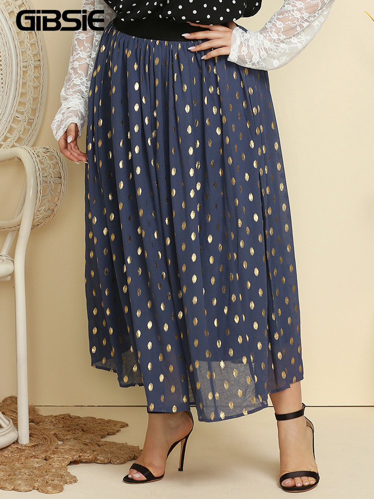 Plus size Dresses GIBSIE Polka Dot Gilding Pleated Long Skirts Womens Elegant Elastic Waist Plus Size Women Casual Office Spring Summer Skirt 221006, Blue
Plus size Dresses GIBSIE Polka Dot Gilding Pleated Long Skirts Womens Elegant Elastic Waist Plus Size Women Casual Office Spring Summer Skirt 221006, Blue