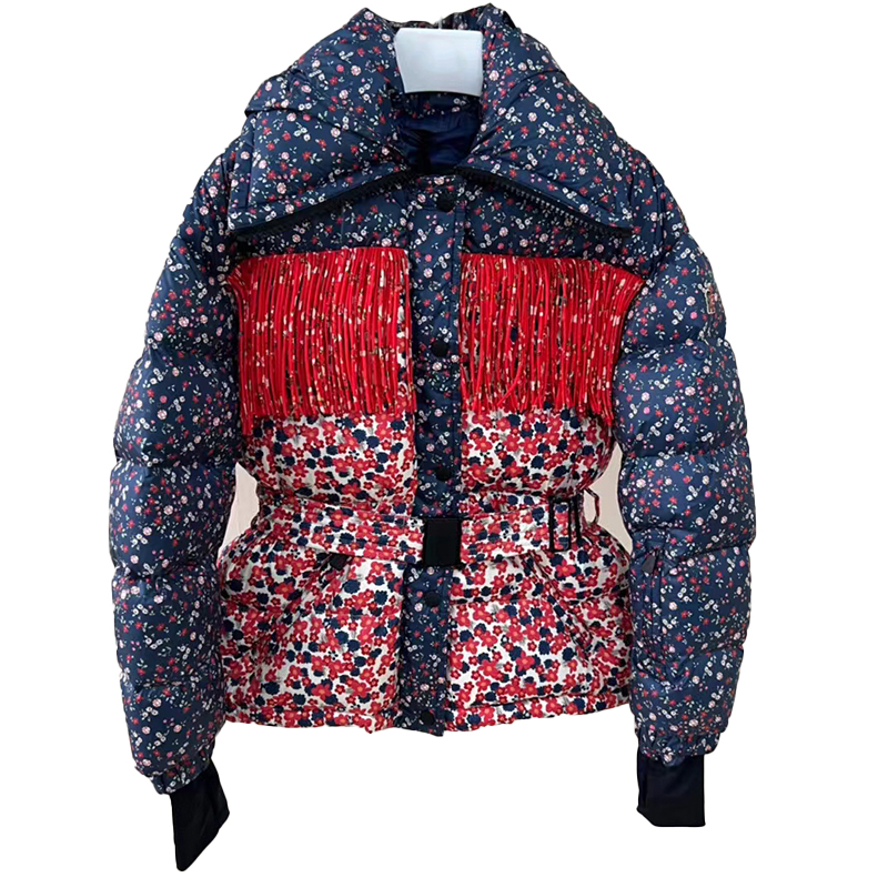 Designer Womens Down and Parkas Slim Fit Waist Slim Belt Small Floral Splice Fringe Long Sleeve Short Stand Collar Hoodless Thickened Warm Top Jacket, Colour
Designer Womens Down and Parkas Slim Fit Waist Slim Belt Small Floral Splice Fringe Long Sleeve Short Stand Collar Hoodless Thickened Warm Top Jacket, Colour