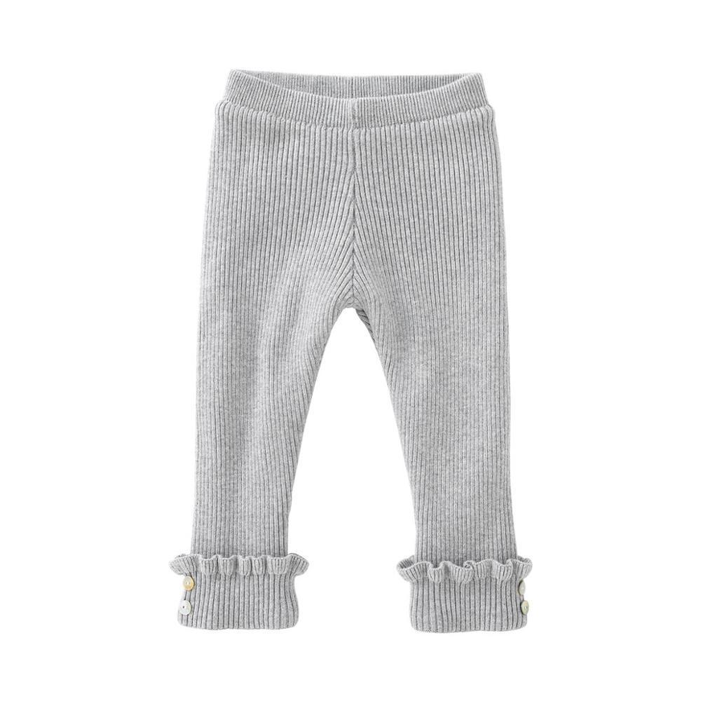 Leggings Tights Pureborn Children Kids Girl Knitted Cotton Fleece Lined Baby Bottoms Pants Solid Color Ruffle Winter 221006