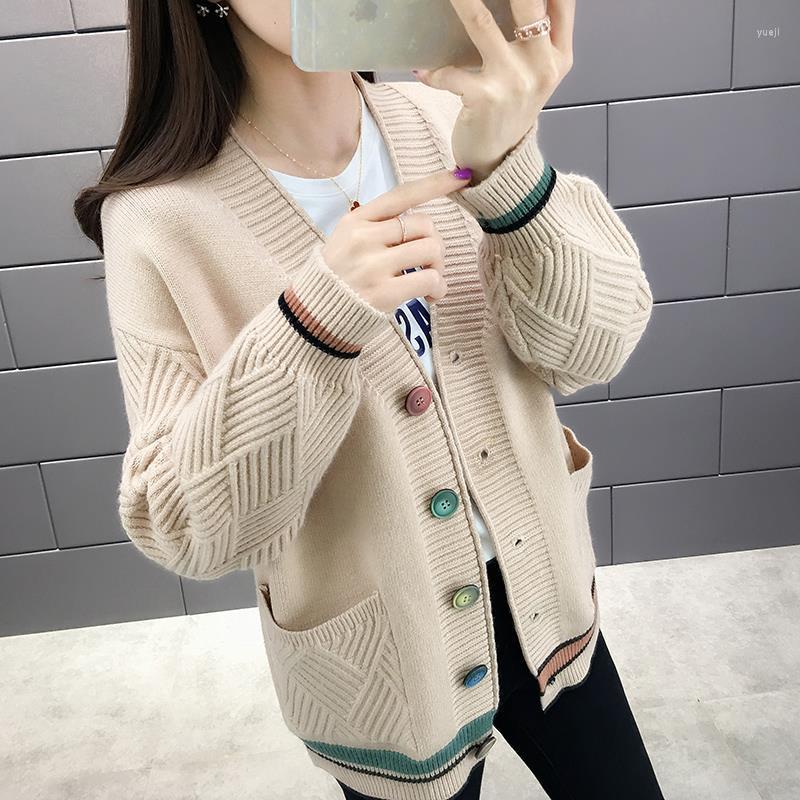 Women's Knits 2022 Autumn Winter Women Knitted Jacket Loose Long Sleeve Cardigan Women's With Single Breasted Pocket Female Sweater, Black
Women's Knits 2022 Autumn Winter Women Knitted Jacket Loose Long Sleeve Cardigan Women's With Single Breasted Pocket Female Sweater, Black