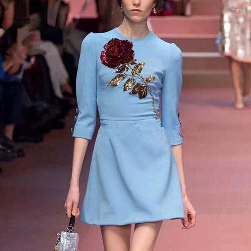 Casual Dresses Spring Autumn High-end Customized Women Dress Celebrity Sequined Rose Beaded Rhinestone Blue Elegant Temperament
Casual Dresses Spring Autumn High-end Customized Women Dress Celebrity Sequined Rose Beaded Rhinestone Blue Elegant Temperament