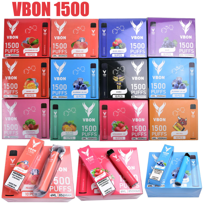 Disposable Vape VBON 1500 Hits 0% 2% Puff 1500 Sigarette E Cigarette Pods Device kits 850mah battery pre-filled 6ml vaporizer vaper
Disposable Vape VBON 1500 Hits 0% 2% Puff 1500 Sigarette E Cigarette Pods Device kits 850mah battery pre-filled 6ml vaporizer vaper