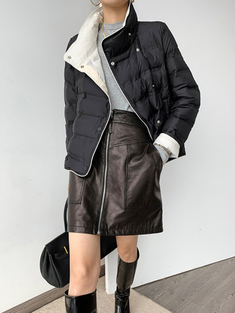 Women's Down Parkas Autumn Winter Standup Collar Lightweight Down Jacket Women Fashion Warm Short White Duck Down Coat Female Solid Slim Outwear 