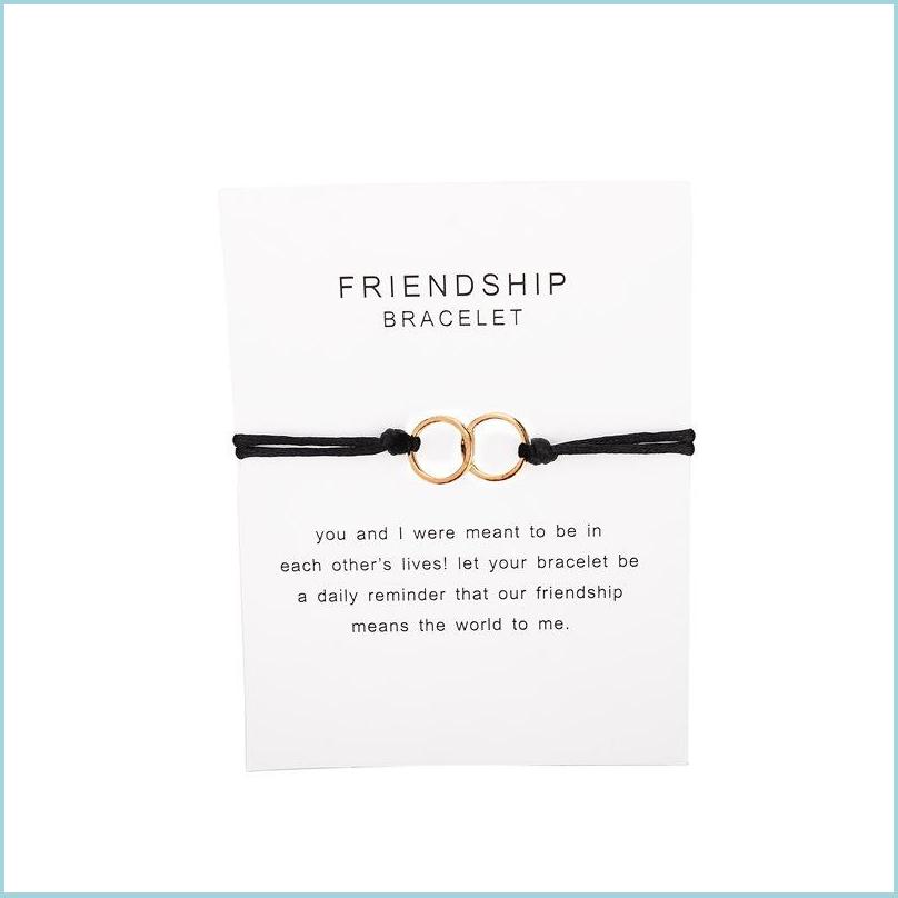 Charm Bracelets Wish Card Friendship Double Rings Bracelets For Women Men Handmade Black Red Rope Chain Adjustable Kids Jewe Vipjewel Dhwrg
Charm Bracelets Wish Card Friendship Double Rings Bracelets For Women Men Handmade Black Red Rope Chain Adjustable Kids Jewe Vipjewel Dhwrg