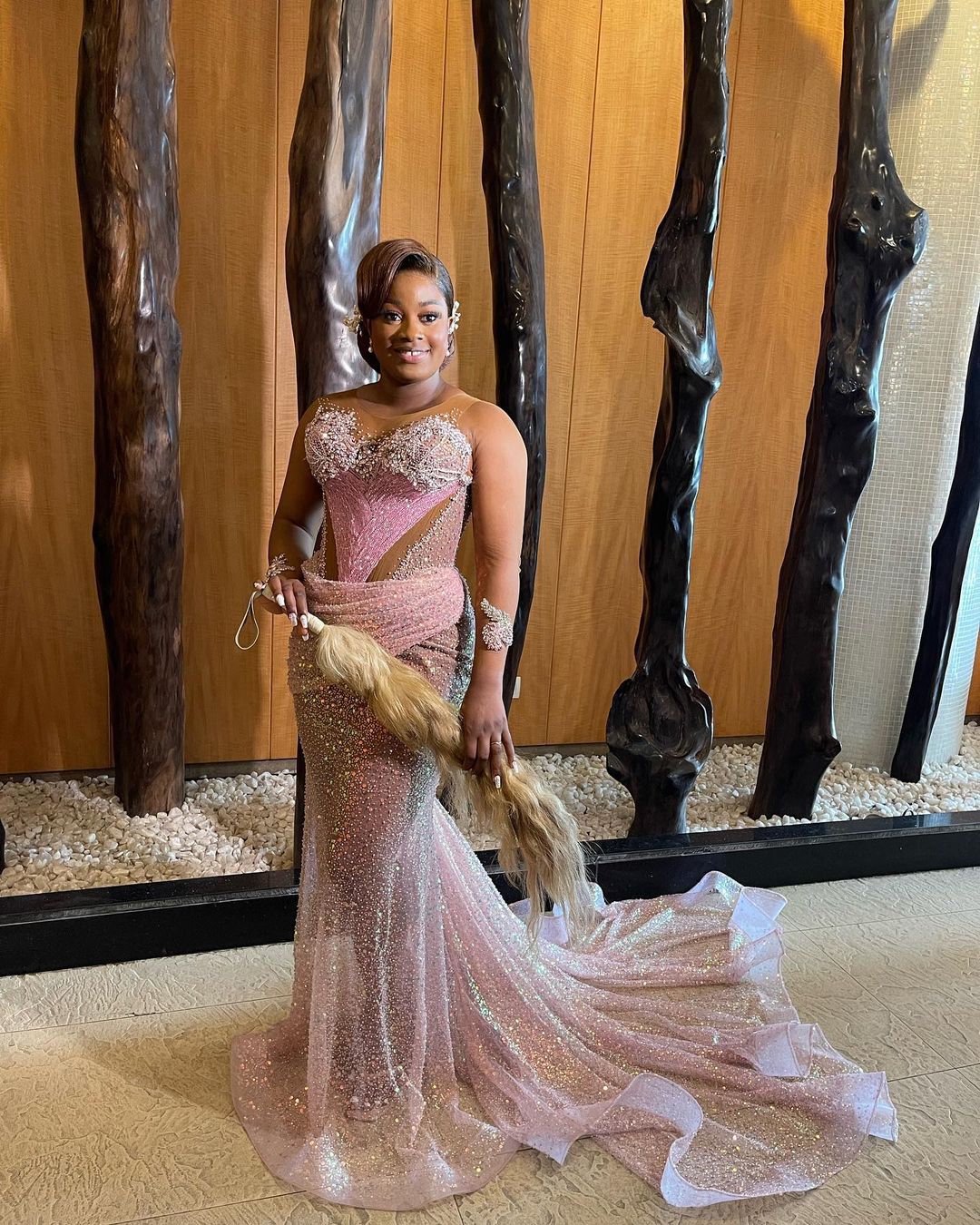 Arabic Aso Ebi Pink Mermaid Prom Dresses Beaded Crystals Luxurious Evening Formal Party Second Reception Birthday Engagement Gowns Dress ZJ