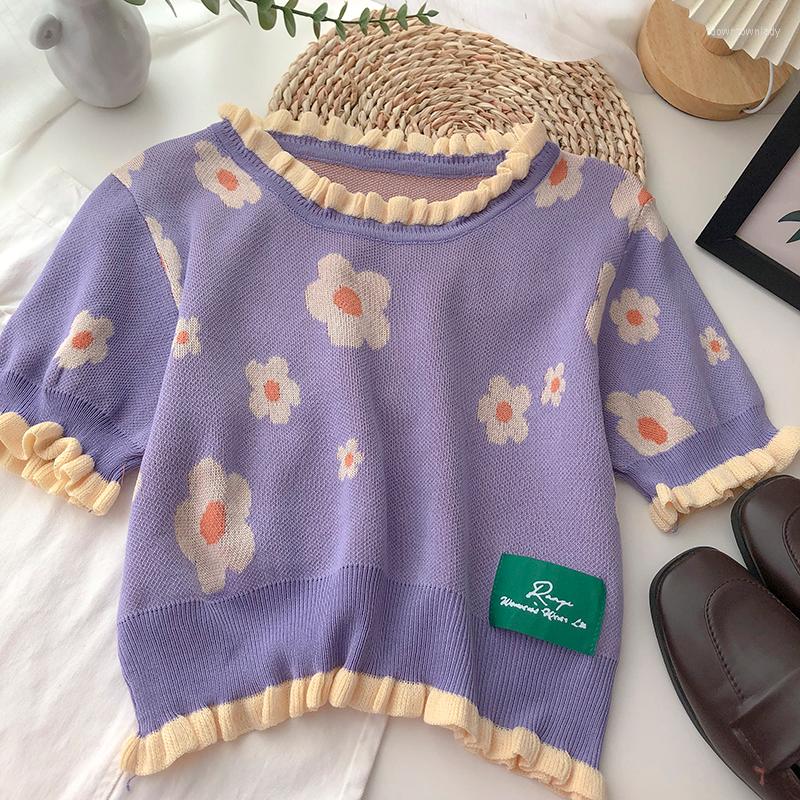 Women's Sweaters Japanese Sweet Flower Knit Pullovers Korean O Neck Short Sleeve Crop Sweater Autumn Vintage Cute Sueter Mujer, Purple
Women's Sweaters Japanese Sweet Flower Knit Pullovers Korean O Neck Short Sleeve Crop Sweater Autumn Vintage Cute Sueter Mujer, Purple