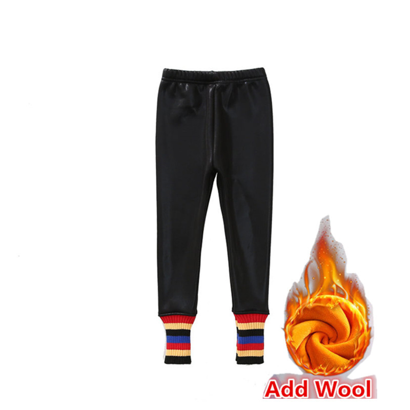 Leggings Tights Kids Warm Fleece Lined For Girls Baby Clothing Velvet Leather Leggins Skinny Rainbow Pants 221006
