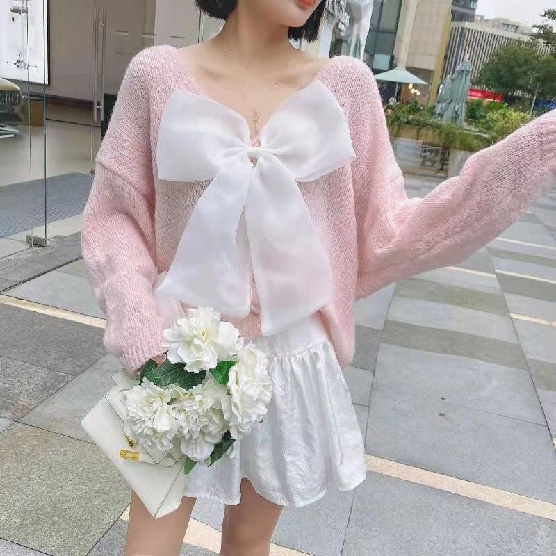 Women' Sweaters Women' Women' Sweater V-neck Open Back Bow Knitted Oversized Top Spring/Autumn Sweet CuteThin Pullover Korean, Blue
Women' Sweaters Women' Women' Sweater V-neck Open Back Bow Knitted Oversized Top Spring/Autumn Sweet CuteThin Pullover Korean, Blue