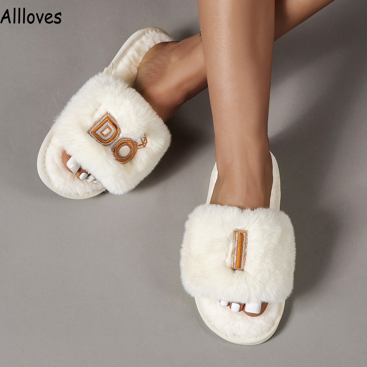 Wedding Shoes Slippers Women's Bride Bridesmaid I Do Slides Faux Rabbit Fur Non-slip Sole Party Gift Open-toes Slides Slipper For Ladies CL1225, Ivory
Wedding Shoes Slippers Women's Bride Bridesmaid I Do Slides Faux Rabbit Fur Non-slip Sole Party Gift Open-toes Slides Slipper For Ladies CL1225, Ivory