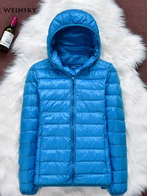 Women's Down Parkas Winter Women Ultralight Thin Down Jacket White Duck Down Hooded Jackets Long Sleeve Warm Coat Parka Female Portable Outwear 2