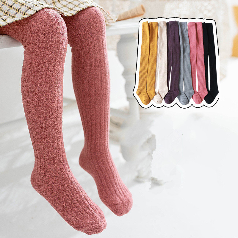 Leggings Tights Girls Stockings Winter Warm Coral Fleece Girls Extreme Soft Pantyhose for Children Solid Color Kids 221006