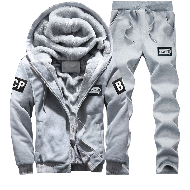 Men's Tracksuits Tracksuit Winter Two Pieces Sets Fleece Thick Hooded Zipper Jacket Pants Warm 2 PCS Sporting Suit Sportswears M-4XL Casual Men 2