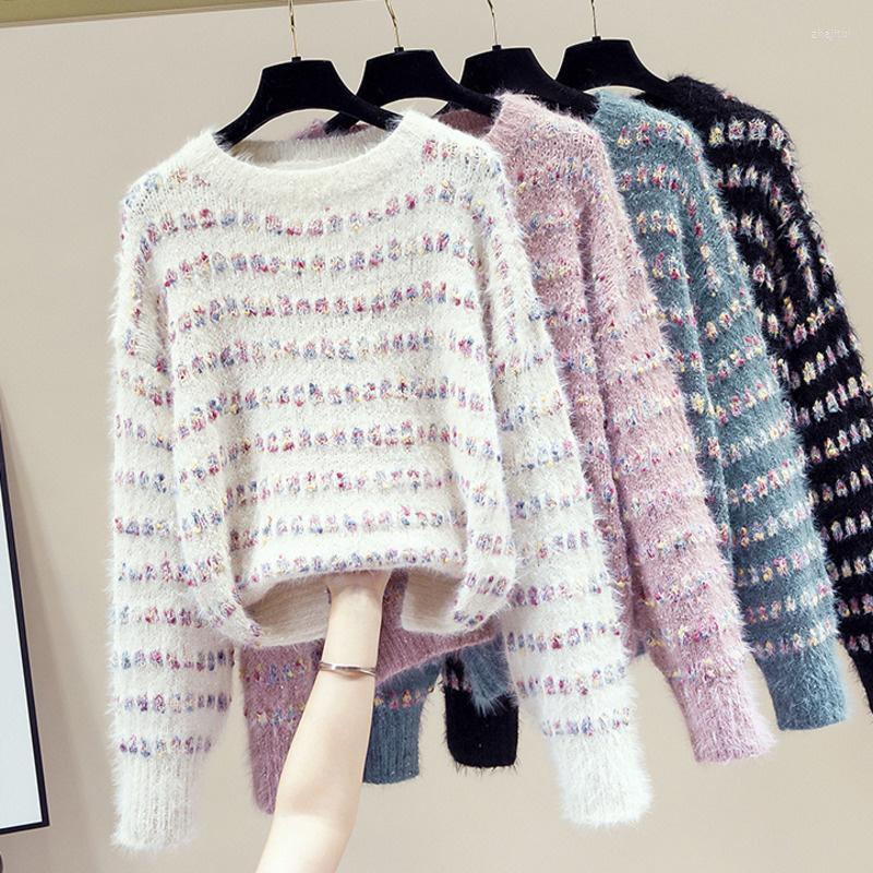 Women's Sweaters Women's High Quality Korean Casual Loose Knitted Sweater Women Top Winter Fashion Elegant Stripe Mink Cashmere Warm, Black
Women's Sweaters Women's High Quality Korean Casual Loose Knitted Sweater Women Top Winter Fashion Elegant Stripe Mink Cashmere Warm, Black