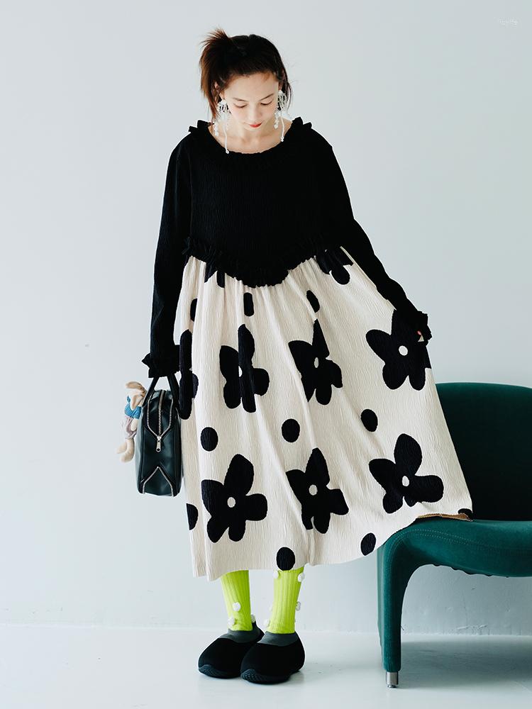 Casual Dresses Imakokoni' Original Design Round Neck Pullover Long Sleeve Dress Stitched Flower Print Medium Length Skirt Women
Casual Dresses Imakokoni' Original Design Round Neck Pullover Long Sleeve Dress Stitched Flower Print Medium Length Skirt Women