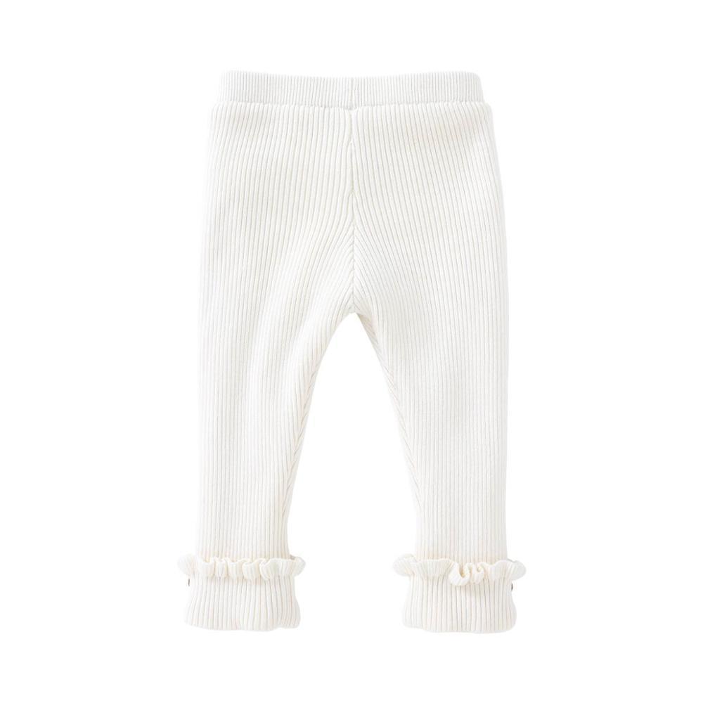 Leggings Tights Pureborn Children Kids Girl Knitted Cotton Fleece Lined Baby Bottoms Pants Solid Color Ruffle Winter 221006