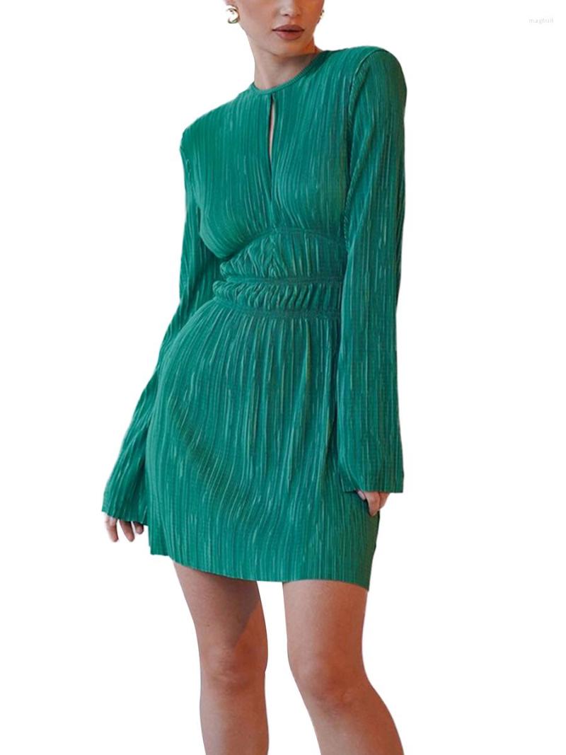 Casual Dresses Women Round Neck Pleated A Line Dress Cutout Long Sleeve Solid Color Mini, Black
Casual Dresses Women Round Neck Pleated A Line Dress Cutout Long Sleeve Solid Color Mini, Black