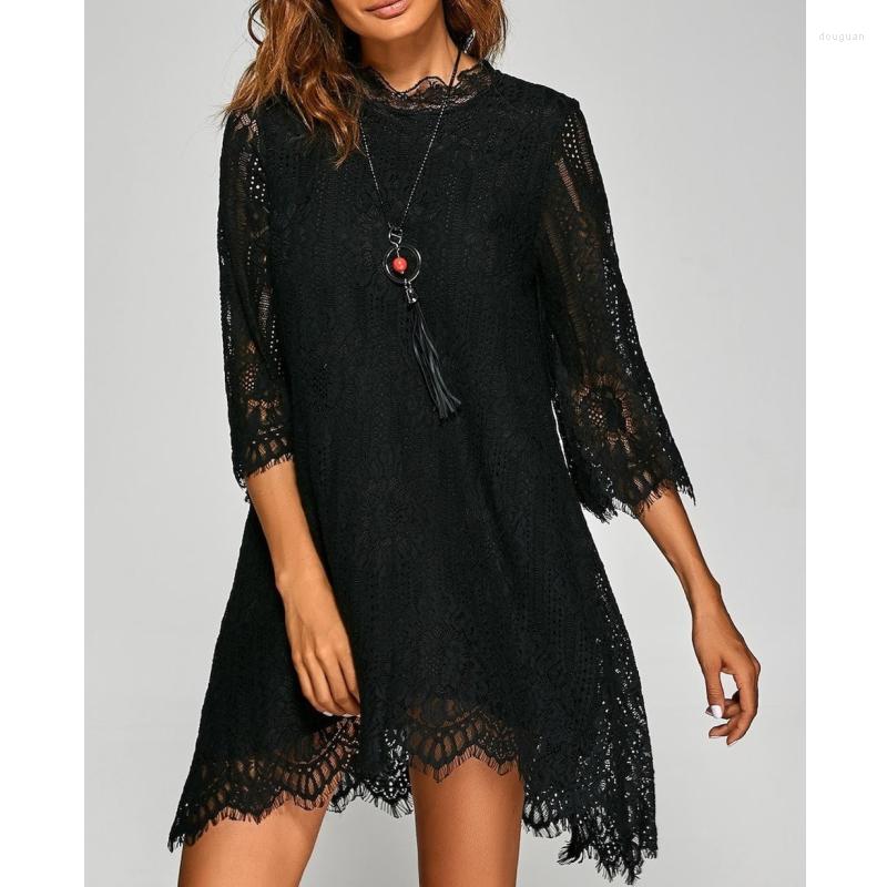 Casual Dresses Lugentolo Lace Dress Women Summer Fashion Large Size Simple Solid Color Wild Three Quarter O-Neck Mini, Black
Casual Dresses Lugentolo Lace Dress Women Summer Fashion Large Size Simple Solid Color Wild Three Quarter O-Neck Mini, Black