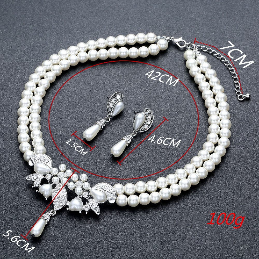 Classic Bridal Pearls Jewelry Sets Rhinestone Pearl Drop Necklaces Earrings Wedding Accessories For Women Gifts Prom Party 2023