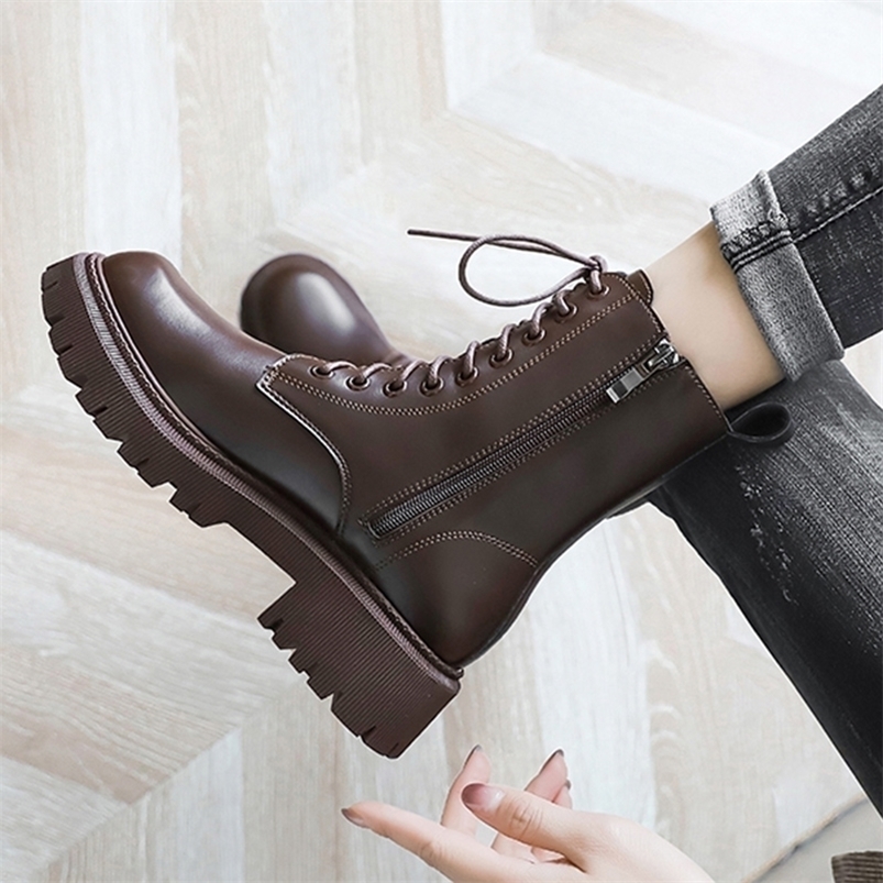 Boots Lucyever Brown Platform Ankle Women Autumn Winter Thick Bottom Motorcycle Woman Thicken Warm Lace Up Shoes Ladies 221006, Black short plush
Boots Lucyever Brown Platform Ankle Women Autumn Winter Thick Bottom Motorcycle Woman Thicken Warm Lace Up Shoes Ladies 221006, Black short plush