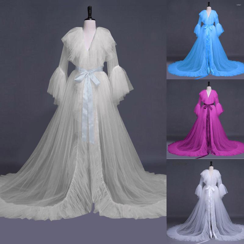 Casual Dresses Sexy Tulle Robe Women Lace Sheer Mesh Perspective Maxi Dress Vestido V Neck Ruffles Evening Wedding Bridal Gowns, Blue
Casual Dresses Sexy Tulle Robe Women Lace Sheer Mesh Perspective Maxi Dress Vestido V Neck Ruffles Evening Wedding Bridal Gowns, Blue