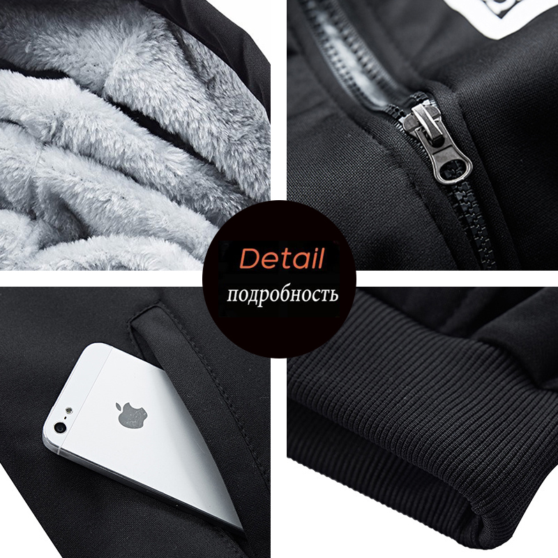 Men's Tracksuits Fleece Men Winter Set Fashion Casual Tracksuit Thick SweatshirtPants Sportswear Suit Men Winter Warm Hooded Outerwear Suit 22100