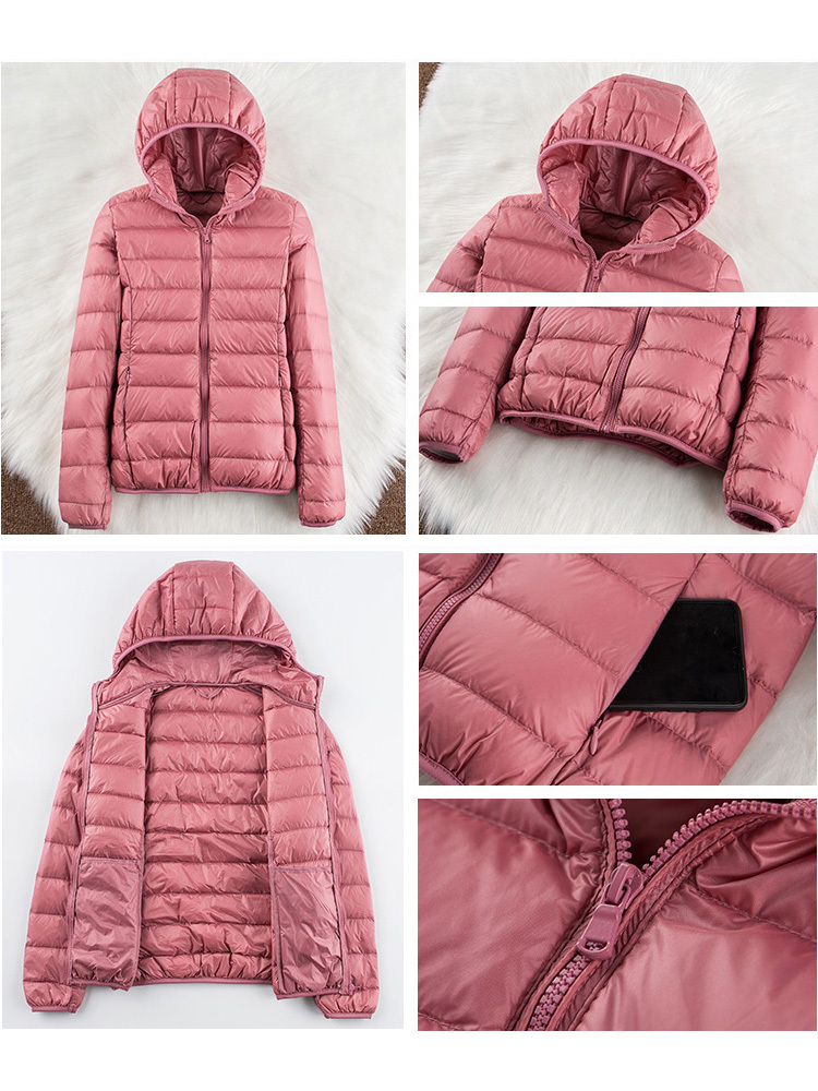 Women's Down Parkas Winter Women Ultralight Thin Down Jacket White Duck Down Hooded Jackets Long Sleeve Warm Coat Parka Female Portable Outwear 2
