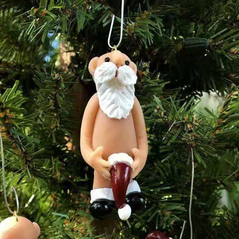 Christmas Decorations Christmas Tree Decorations Resin Painted Naked Santa Christmas Tree Hanging Pendants Ornaments For Home Decor New Year Gifts L220908