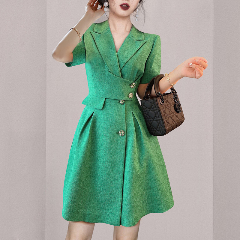 Work Dresses dresses for women summer mini Office Lady temperament suit collar closed slim skirt fashion professional dress 023 221006, Green
Work Dresses dresses for women summer mini Office Lady temperament suit collar closed slim skirt fashion professional dress 023 221006, Green