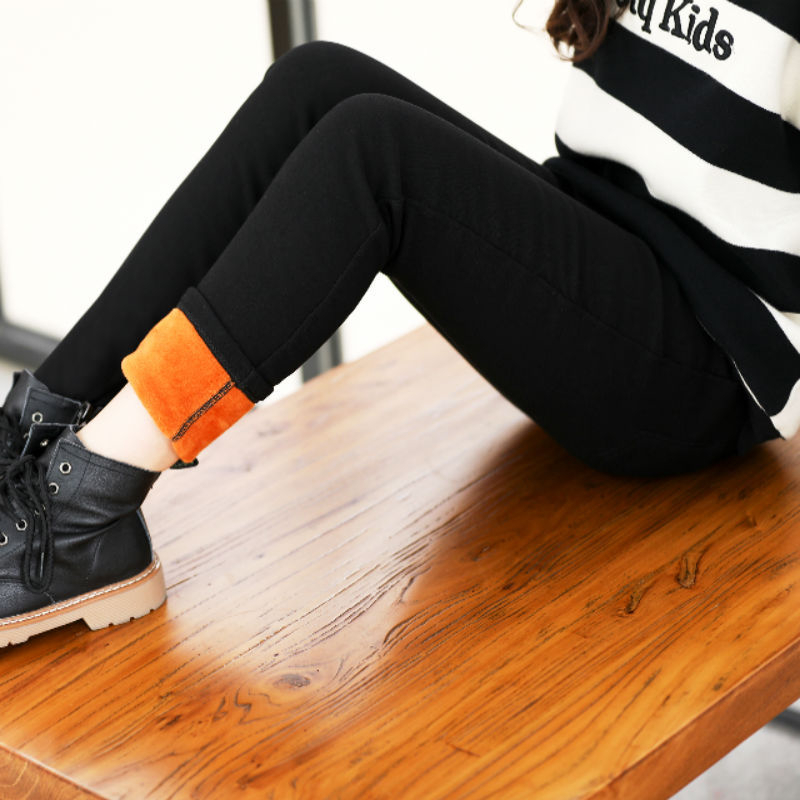 Trousers Little Girls Leggings Winter Kids Thick Velvet Leggings Pencil Pants Children Warm Trousers Baby Cotton Legging Slim Pants 412Y 2201006