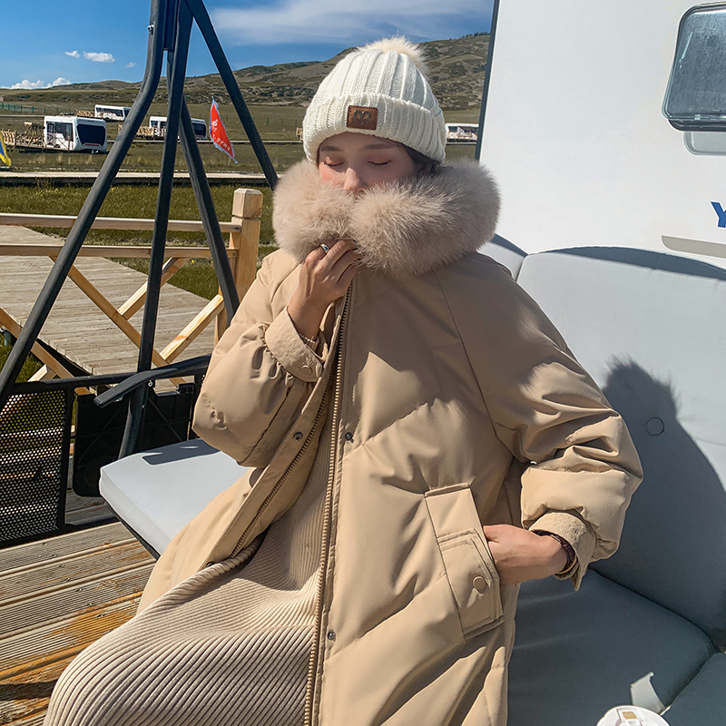 Women's Down Parkas Winter Down Jacket Women Fashion Big Fur Collar Long Padded Jackets Korean Loose Thick Bubble Coats Female 220930