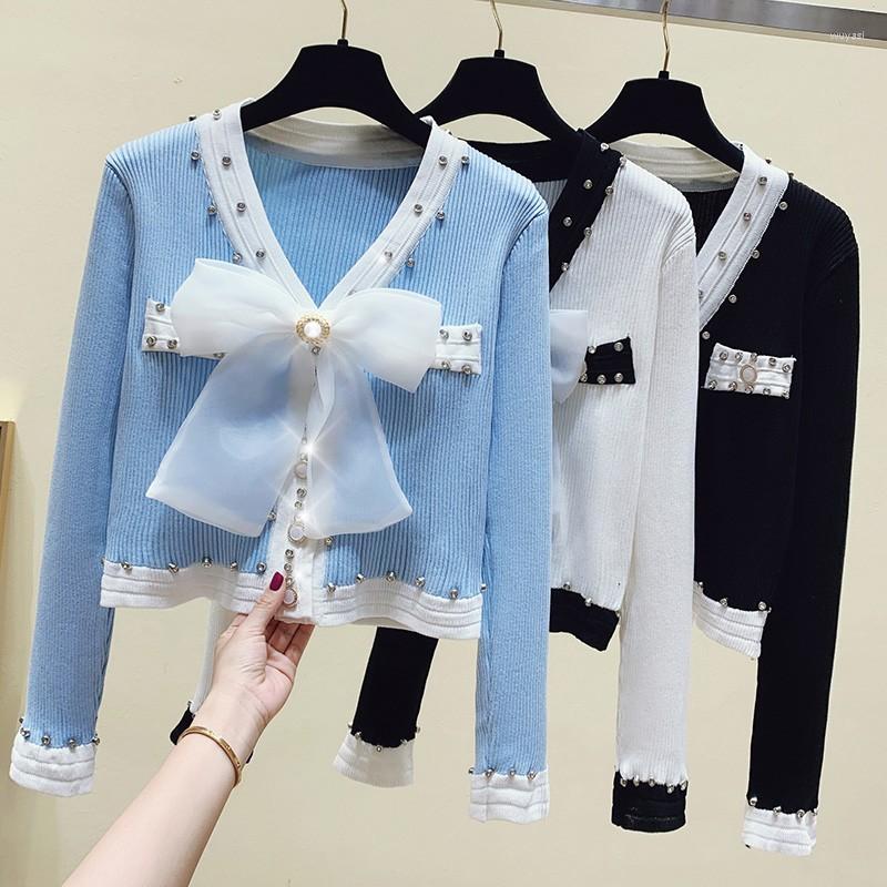 Women's Knits Autumn Arrival Fashion Diamond Bow Women V-Neck Long Sleeve Luxury Beading Decoration Knitting Cardigan Sweater Female Tops, Black
Women's Knits Autumn Arrival Fashion Diamond Bow Women V-Neck Long Sleeve Luxury Beading Decoration Knitting Cardigan Sweater Female Tops, Black