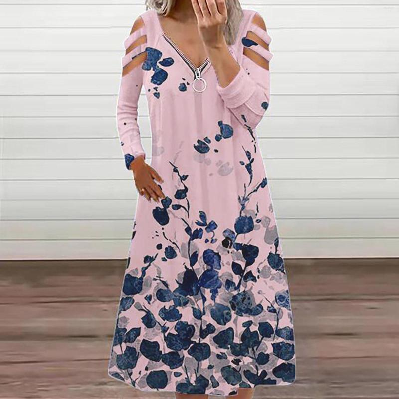 Casual Dresses Vintage Floral Print Long Dress Women Sexy Zipper V Neck Sleeve Loose Elegant Ladies Party Vestidos, Watermelon red
Casual Dresses Vintage Floral Print Long Dress Women Sexy Zipper V Neck Sleeve Loose Elegant Ladies Party Vestidos, Watermelon red