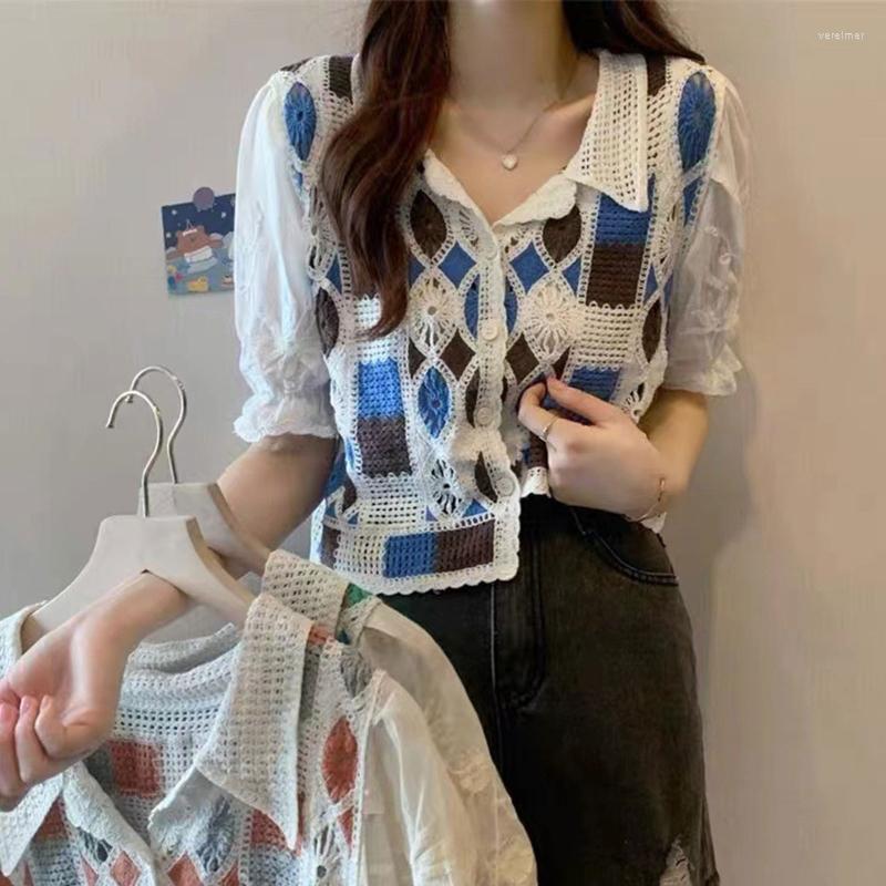 Women's Blouses Women Sweet Floral Embroidery Cardigan Hollow Out Short Sleeve Splicing Crochet Knitted Retro Casual Loose Blouse Chic Shirt, Bl
Women's Blouses Women Sweet Floral Embroidery Cardigan Hollow Out Short Sleeve Splicing Crochet Knitted Retro Casual Loose Blouse Chic Shirt, Bl