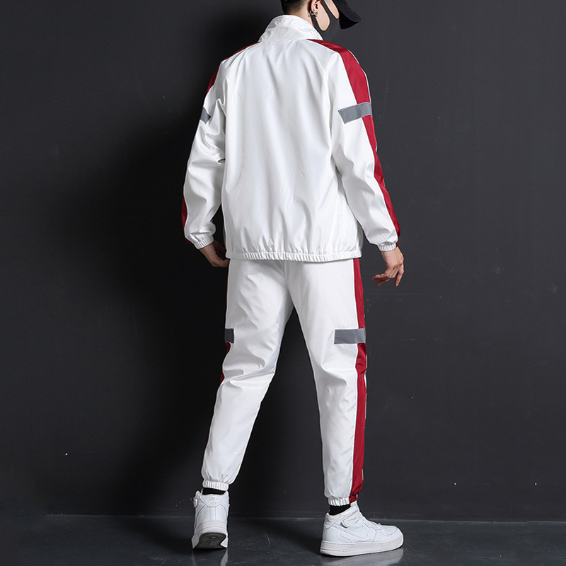 Men's Tracksuits Men Fashion Tracksuit Spring Autumn Reflective Sweatshirt Sweatpants Tracksuit Set Men Patchwork Slim Fit Sweat Suits 221006