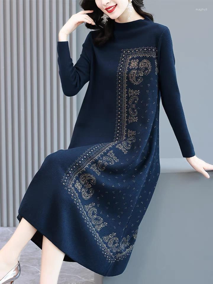 Casual Dresses Autumn Winter Black Knitted Print Midi Dress Women Luxury Chic Long Sleeve 2022 Korean Vintage Sweater Party, Blue
Casual Dresses Autumn Winter Black Knitted Print Midi Dress Women Luxury Chic Long Sleeve 2022 Korean Vintage Sweater Party, Blue