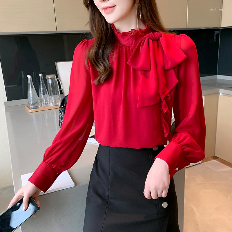 Women's Blouses Work Shirts Women Ruffles Korean Style Chic High Neck Elegant Long Sleeve Fashion Spring Autumn Female Top Office OL Blouse, Red
Women's Blouses Work Shirts Women Ruffles Korean Style Chic High Neck Elegant Long Sleeve Fashion Spring Autumn Female Top Office OL Blouse, Red