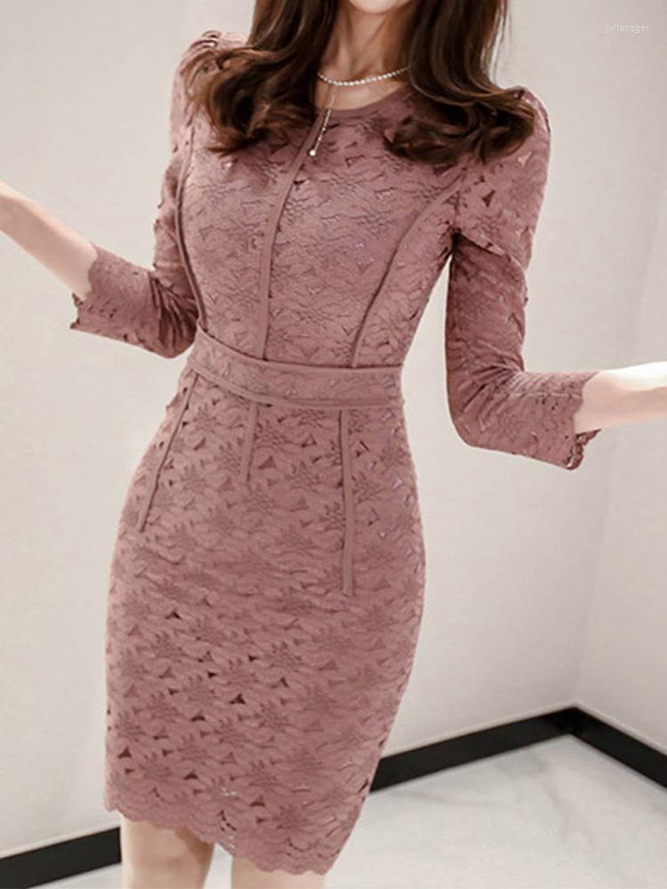 Casual Dresses Korean Lace Elegant Women Dress Lady Vintage Hollow Sheer O-Neck Slim Slit Midi Party Club Femme Mujer Vestidos Spring Autumn, Pink
Casual Dresses Korean Lace Elegant Women Dress Lady Vintage Hollow Sheer O-Neck Slim Slit Midi Party Club Femme Mujer Vestidos Spring Autumn, Pink