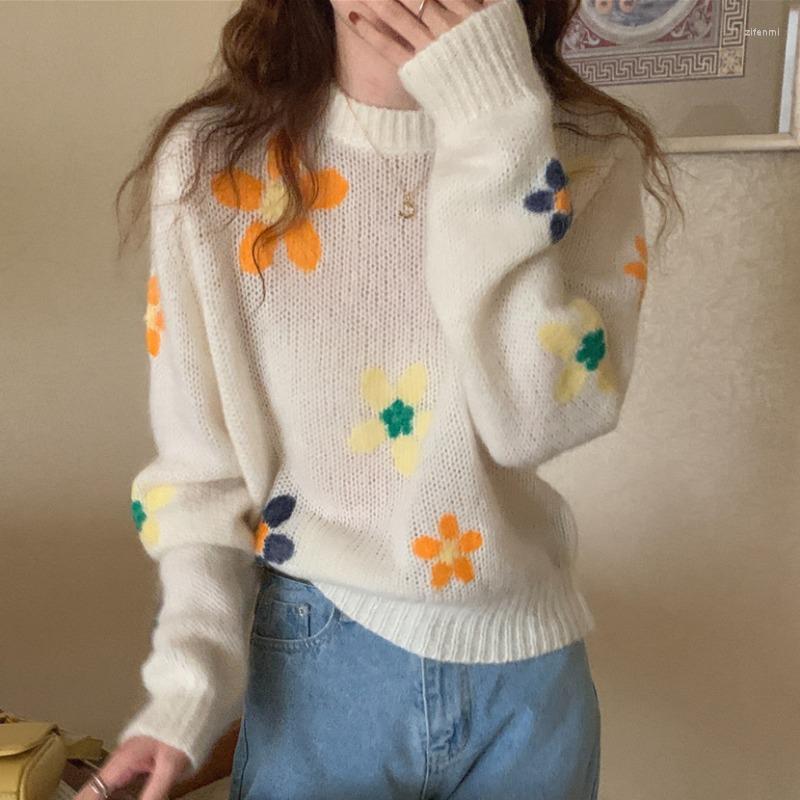 Women's Sweaters Harajuku Floral Sweater For Women Autumn Winter Sweet Casual Loose Pullover Jumpers Ladies Streetwear Knitting Top, White
Women's Sweaters Harajuku Floral Sweater For Women Autumn Winter Sweet Casual Loose Pullover Jumpers Ladies Streetwear Knitting Top, White