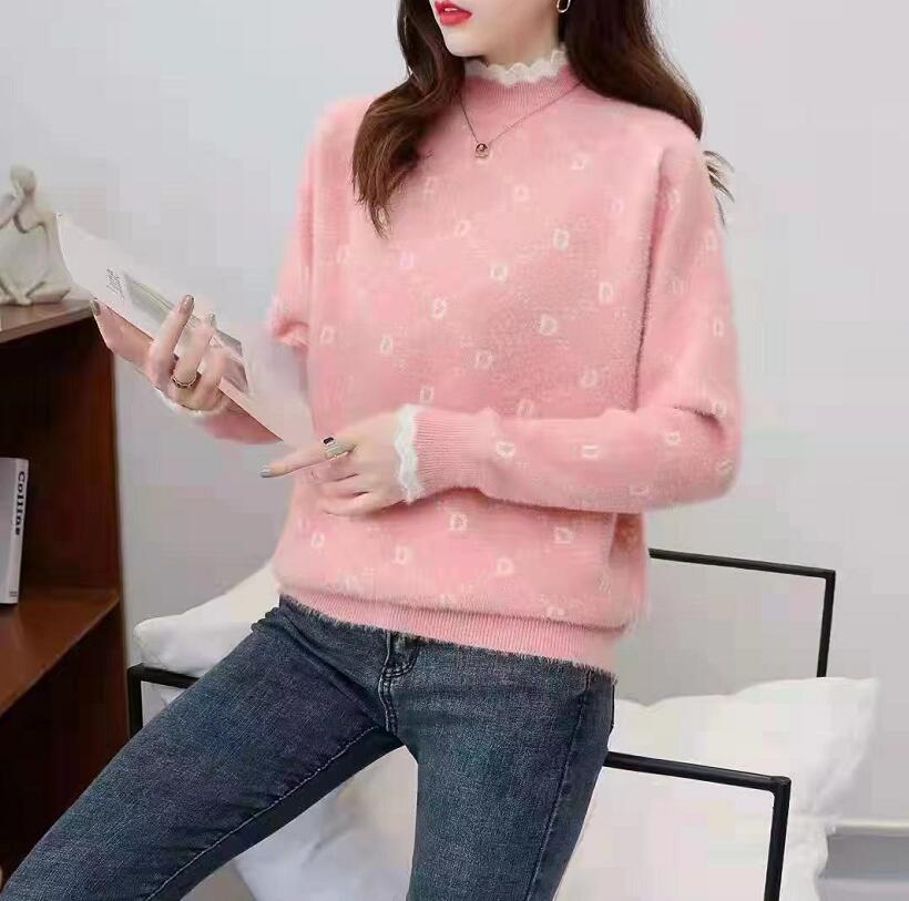 Women's Sweaters for pink Black Print Pullover Long Sleeve Loose Mid-length Jumpers Female Knitwear puff Dress top, 04
Women's Sweaters for pink Black Print Pullover Long Sleeve Loose Mid-length Jumpers Female Knitwear puff Dress top, 04