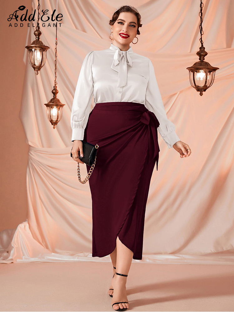Plus size Dresses Add Elegant Autumn Plus Size Skirts for Women Waist Strap Asymmetrical Slim Female Office Lady Wrap Hip Pencil Skirt B1250 221006, Red wine
Plus size Dresses Add Elegant Autumn Plus Size Skirts for Women Waist Strap Asymmetrical Slim Female Office Lady Wrap Hip Pencil Skirt B1250 221006, Red wine
