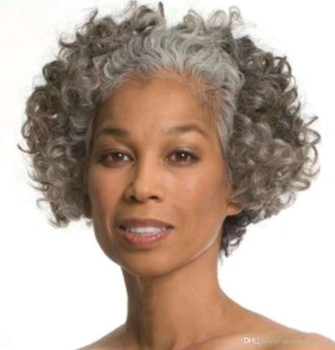 Medium length hairstyle grey ponytail puff bun women hair extension real human two tone mixed silver gray with drawstring clip in 120g